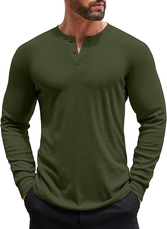 Heren Henley Longsleeve – Casual Lichtgewicht Pullover met Knopen, Modieus en Comfortabel T-Shirt